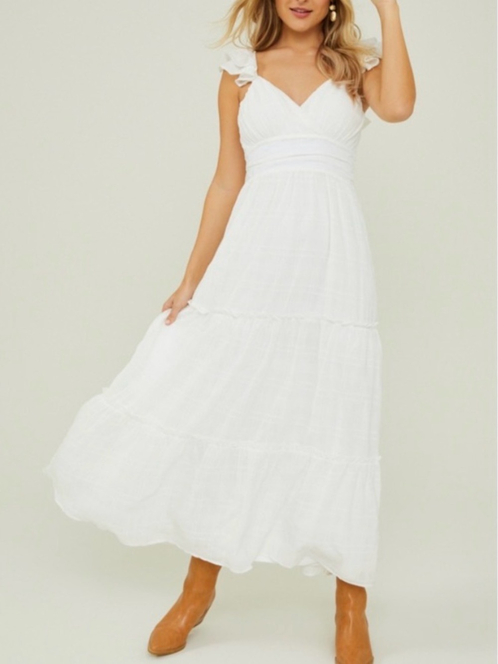 Altard state anna flutter sleeve maxi dress White Sz Medium